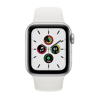 ساعت هوشمند اپل سری اس ای 44 میلیمتر، بدنه آلومینیومی نقره ای همراه با بند اسپورت