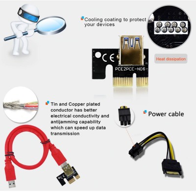 رایزر کارت گرافیک تبدیل پی سی آی اکسپرس 1X به 16X مدل 009S