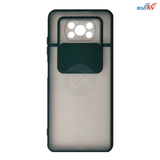 کاور دور سیلیکونی پشت مات محافظ لنز کشویی مناسب برای گوشی موبایل Poco x3