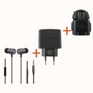 باندل  هندزفری + OTG + شارژر